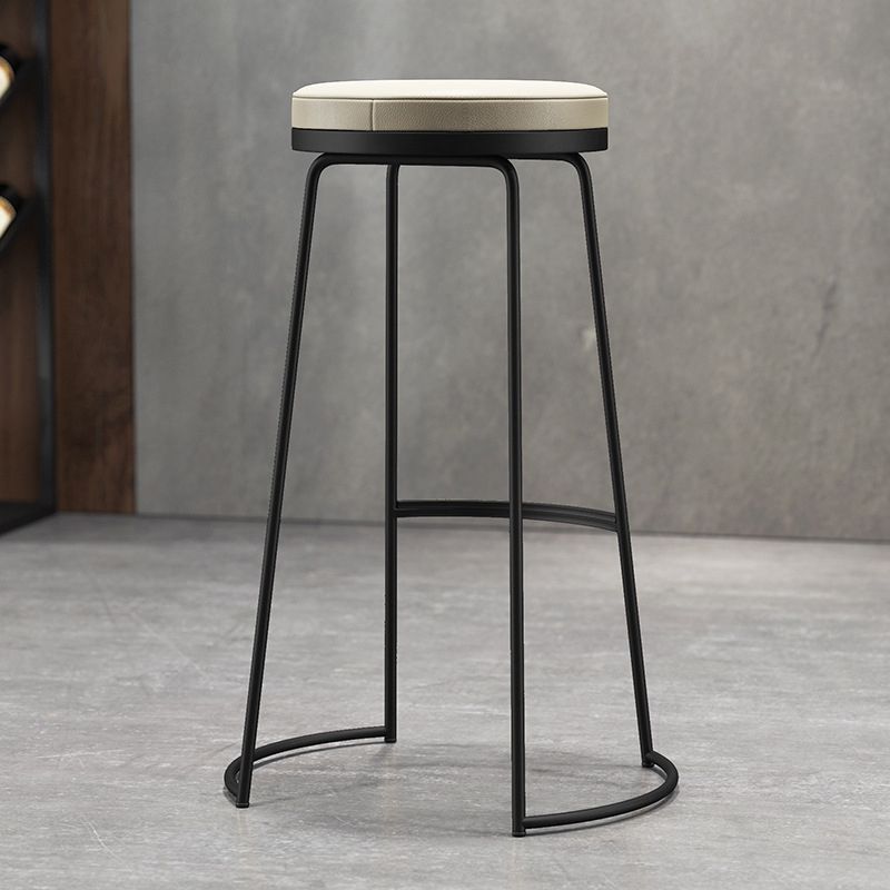 Glam Leather Bar Stool Backless Counter Stool for Bristol with Metal Legs