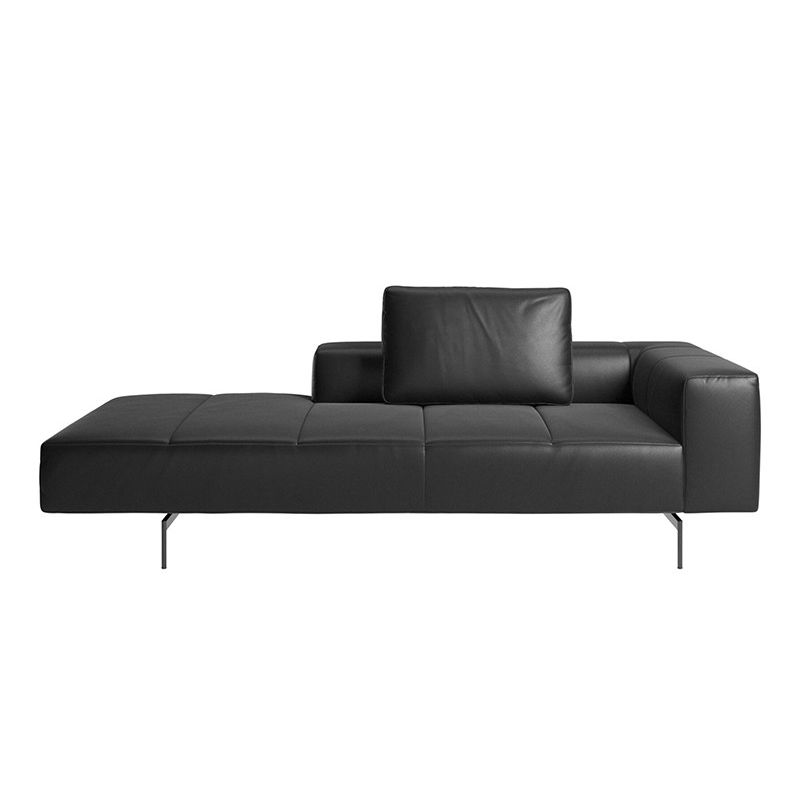 Glam Upholstered Leather Chaise Lounge Couch Metal Chaise Lounge Chair