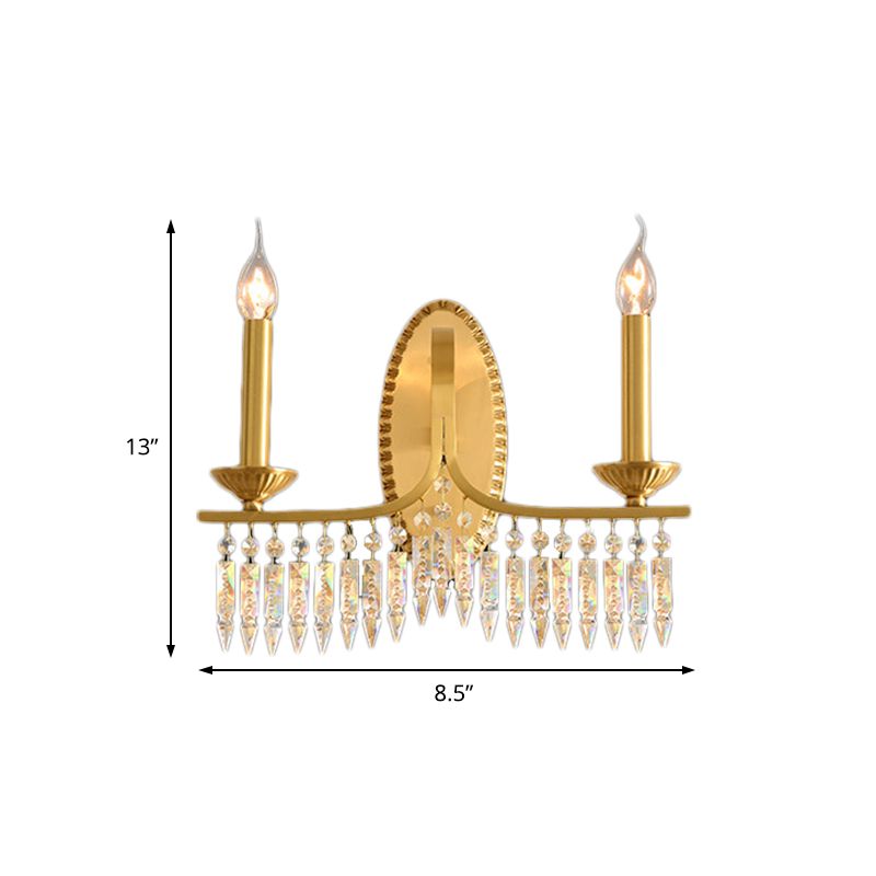 Lampada candela in ottone Light Aibrowture retrò 2 luci in cristallo montato con braccio metallico