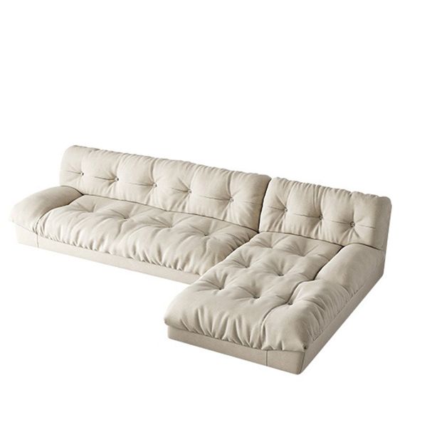 Modern White Tufted Sofa & Chaise 29.92" H Velvet Armless Sofa