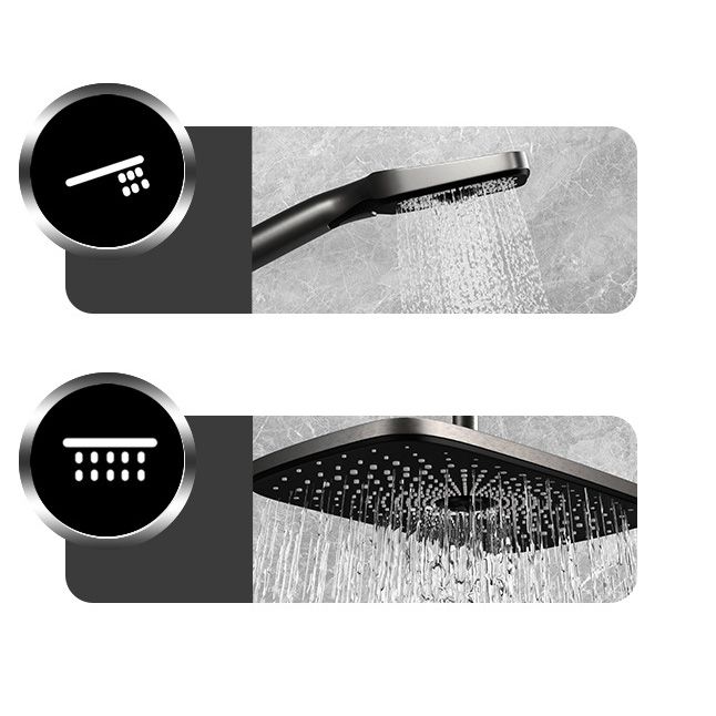 Wall Mounted Modern Square Metal Shower Brass Shower Head Shower Faucet in Gray