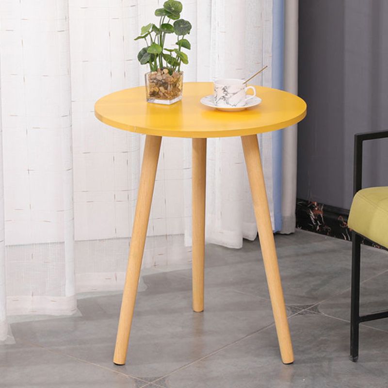 Modern 3 Leg Corner Table Round Solid Wood Side End Table for Living Room