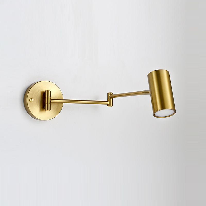 1 Light Swing Arm Flush Mount Wall Sconce Simplicity Metal Wall Mount Lamp