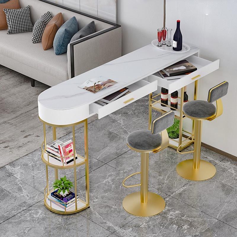 Living Room Double Pedestal Pub Table Contemporary Stone Bistro Bar Table