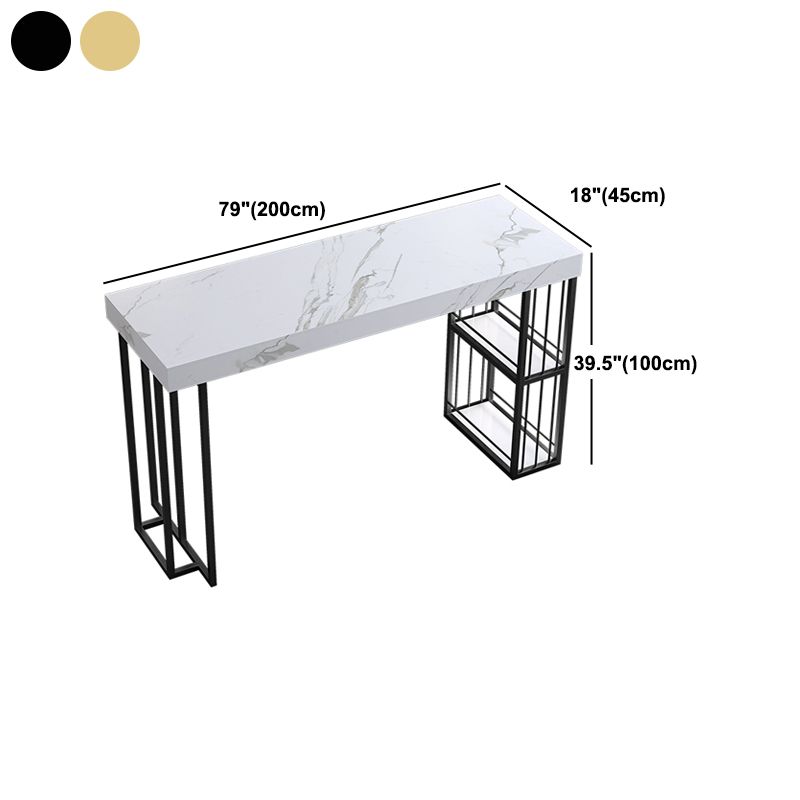 Modern 1/3 Pieces Bar Table Set Rectangle Stone Counter Table with Stools for Dining Room