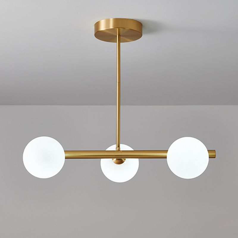 Orb Island Lighting Fixture Minimalist Glass Chandelier Lighting Fixture for Dinning Room