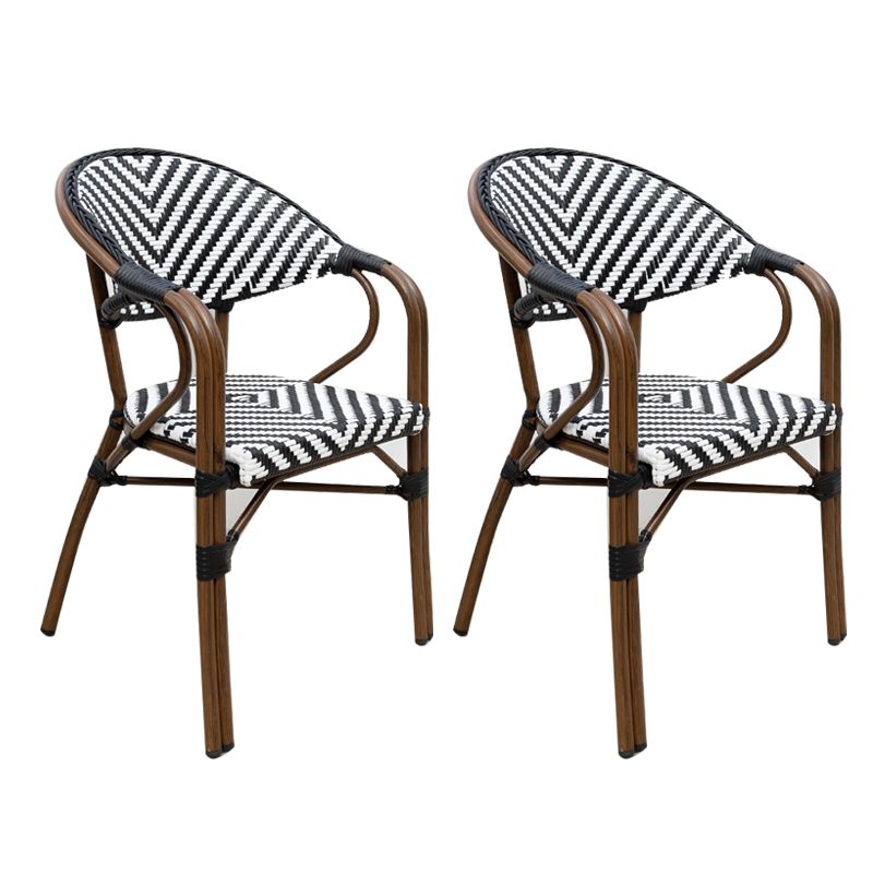 Tropical High Backrest Outdoors Dining Chairs with Rattan Dining Armchair