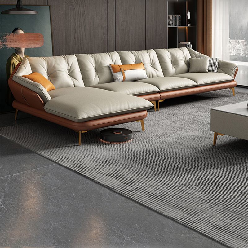 4 Seater Sofa & Chaise Stain Resistant Sofa with Bolster Pillows