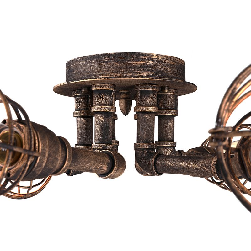 Lámpara de techo de 4/6/8 bombillas, accesorio de iluminación semiempotrado de tubo trenzado de Metal para granja, negro/bronce, para restaurante