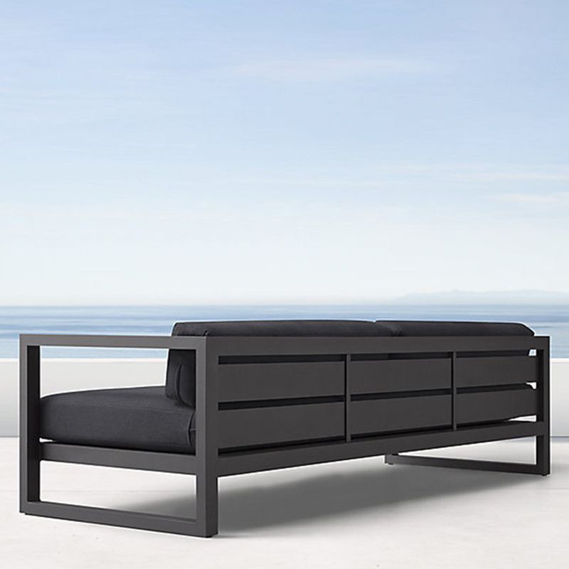 Contemporary Outdoor Patio Sofa Fabric Cushion Gray UV Resistant Water Resistant