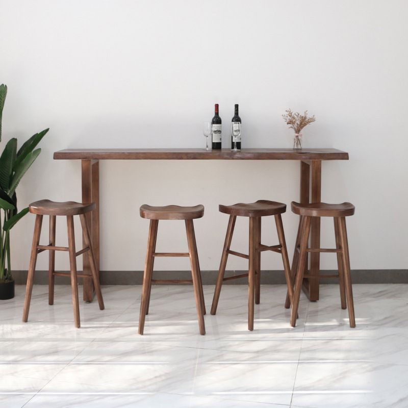 Industrial 1/2/4/5 Pieces Bar Table Set Rectangle Bar Table with Wooden High Stools