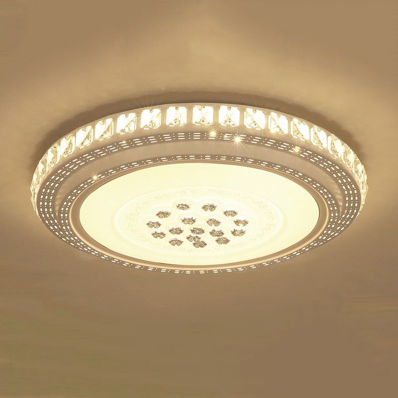 Crystal Round Flush Mount Lights Modern Style 1 Light Flush Mount Fixture