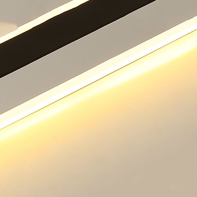 Metal Linear Shape Flush Mount Modern 2 Lights Flush Mount Lighting Fixtures in Black