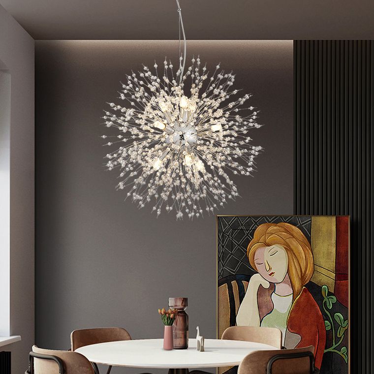 Crystal Dandelion lampadario in stile moderno Multi lampadina lampada sospesa per camera da pranzo camera da letto