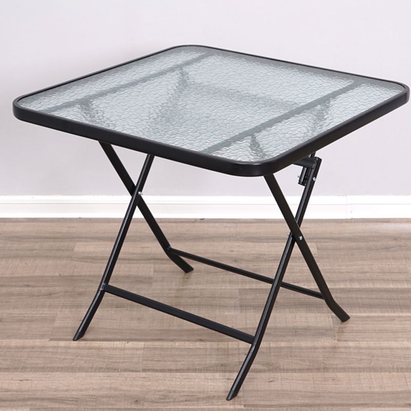 Water Resistant Bistro Table Industrial Glass Top Rust Resistant Table