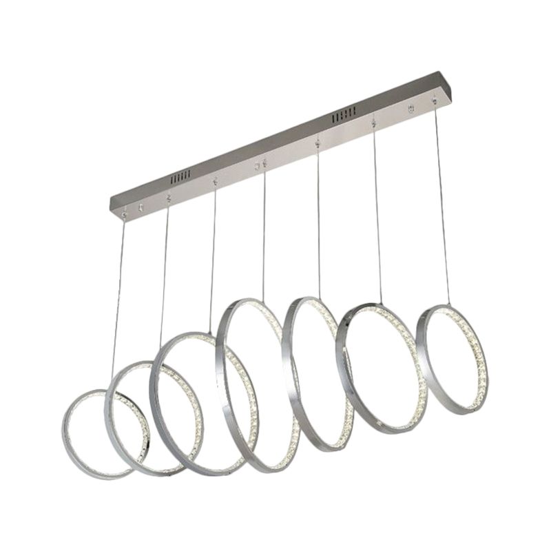 Hoops Hanging Ceiling Light Simplicity Metal LED Chrome Multiple Lamp Pendant for Kitchen