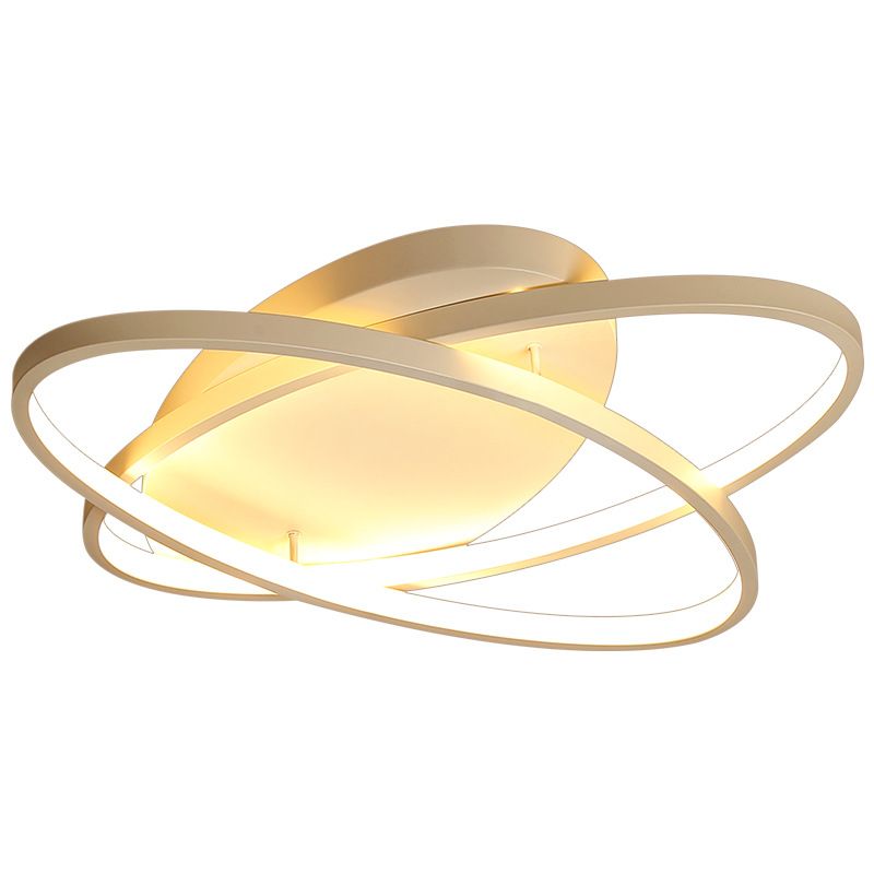 2-Lights Circle Semi Flush Mount Light Metal Modern Style Semi Flush Mounted Ceiling Led Lights