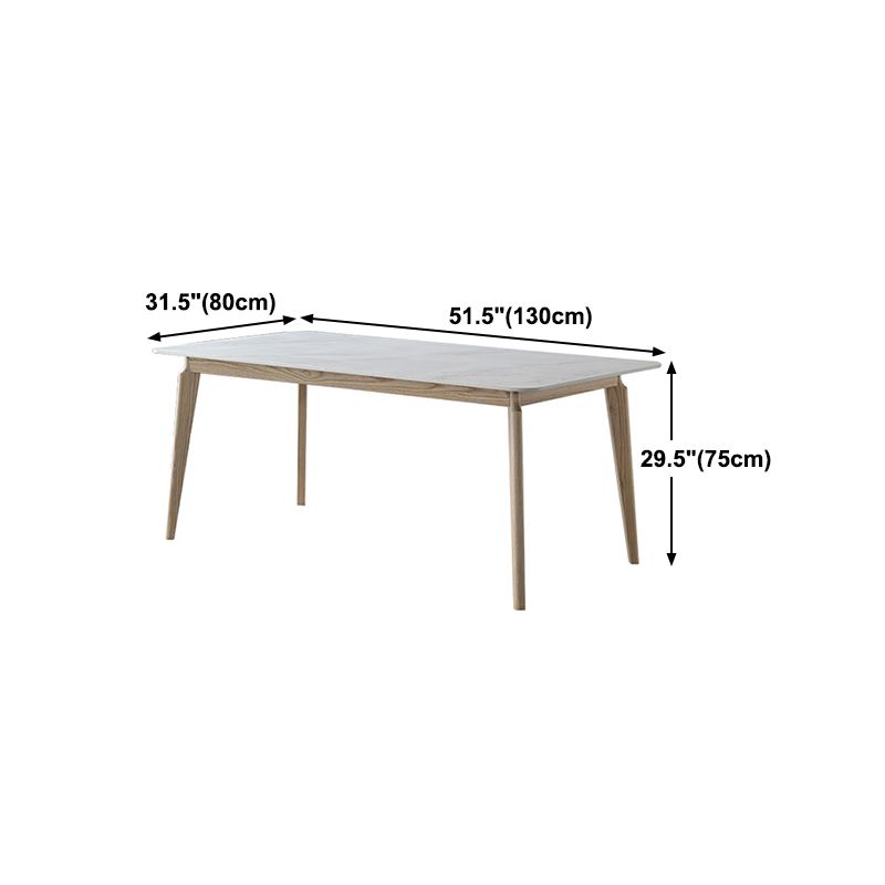 Rectangle Dining Table White Tone Fixed Table with Sintered Stone Top