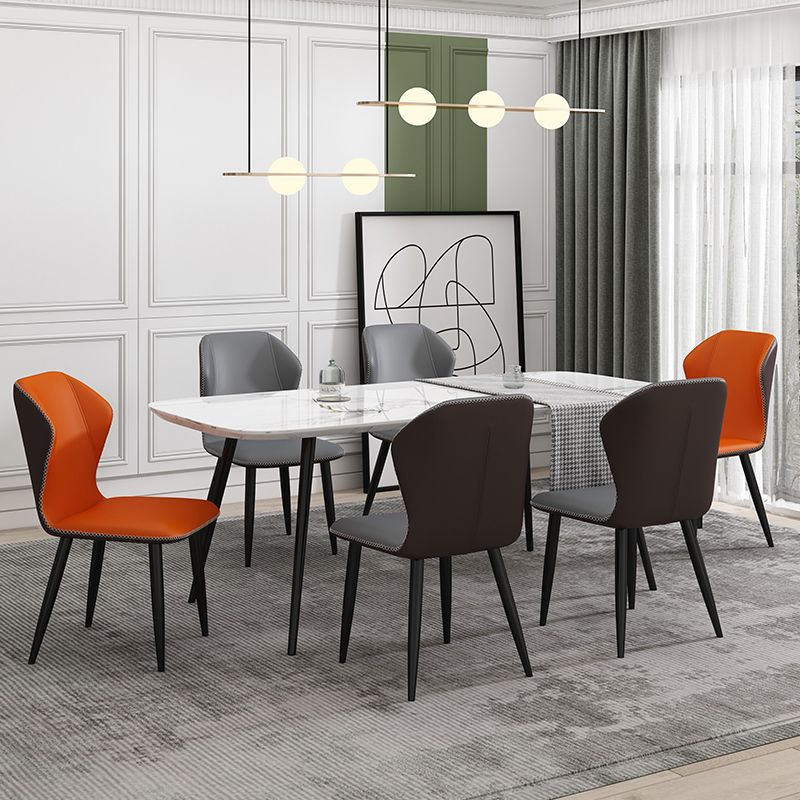 Chaise d'appoint scandinave à oreilles, chaise de salle à manger rembourrée en métal