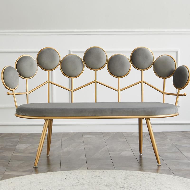 Modern Velvet 2-seater Sofa Metal Sloped Settee for Apartment