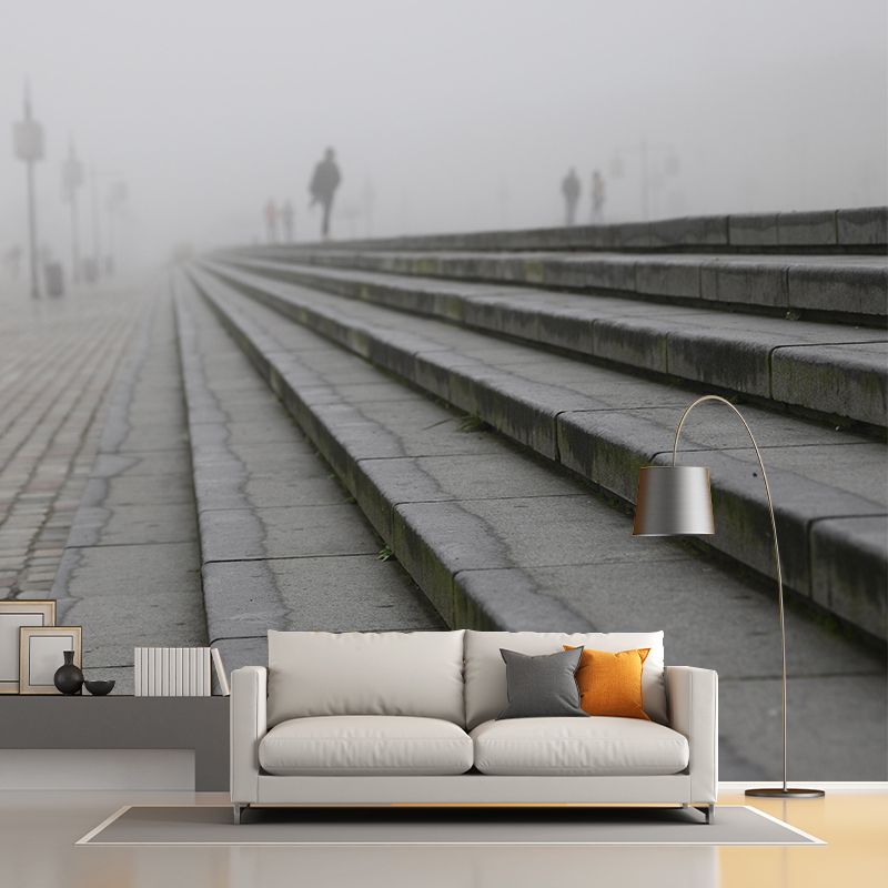 Stain Resistant Stairs Architecture Mural Wallpaper for Living Room