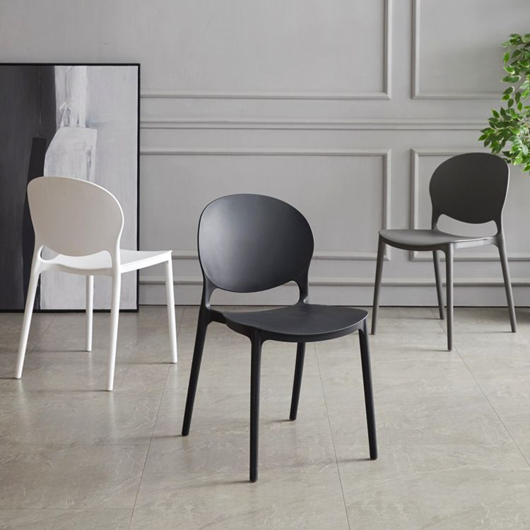Scandinavian Armless Dining Chairs Plastic Indoor Stackable Open Back Side Chair