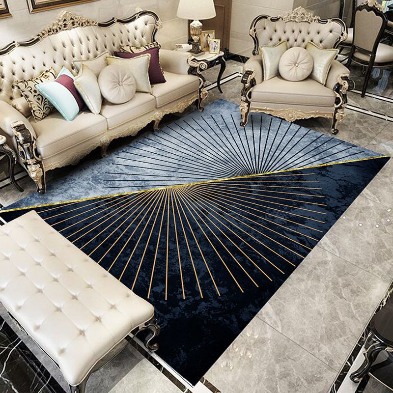 Contemporary Rug Polyester Abstract Printing Indoor Rug Stain Resistant Carpet for Living Room