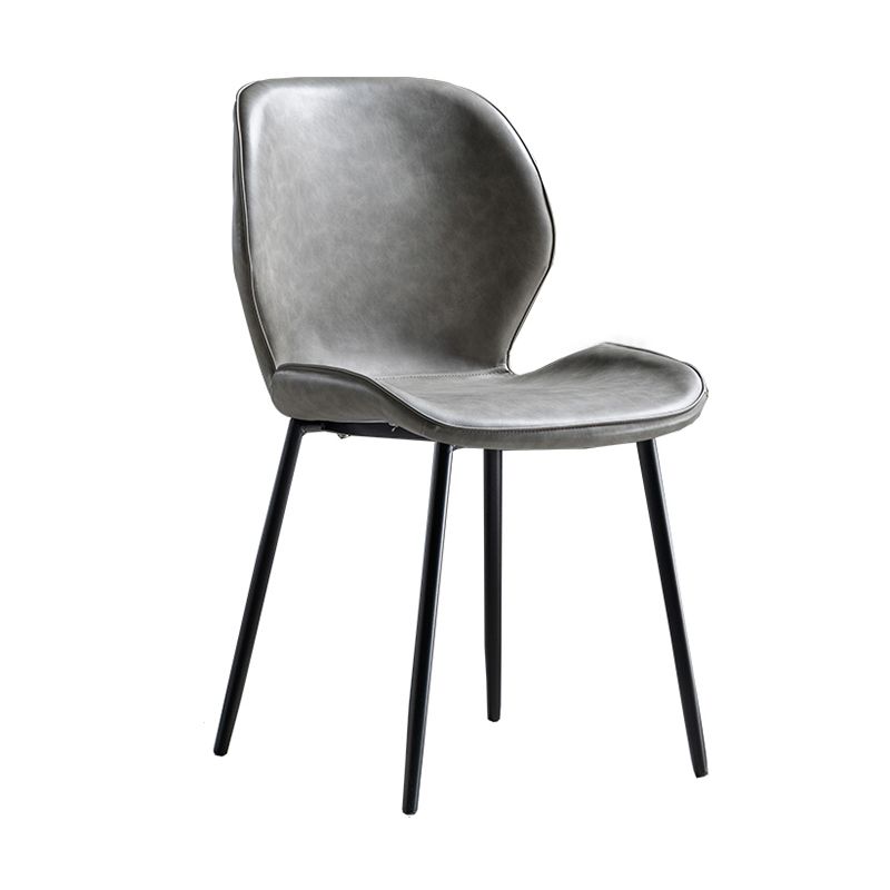 Chaise d'appoint scandinave en cuir avec finition mate et dossier à oreilles (Ensemble de 2)