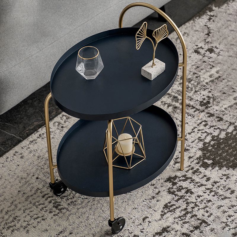 Metal Oval End Table Mid-Century Tray Top Corner Table for Living Room