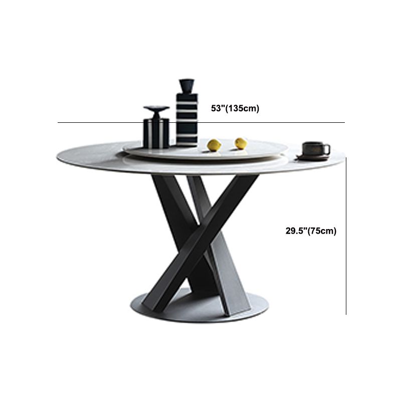 Modern Round Dinner Table Steel Base Dining Table with Pedestal Base