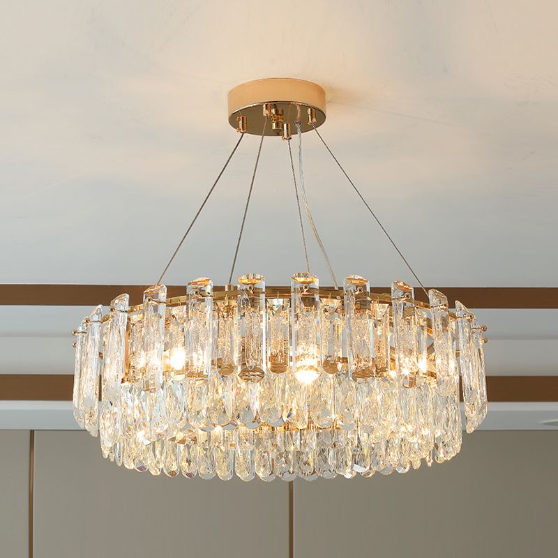 Round Shade Chandelier Lighting Modern Style Crystal Pendant Light for Dining Room