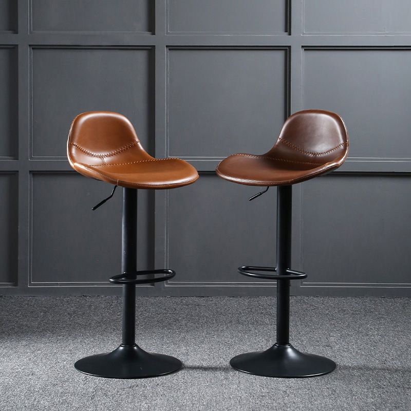Modern Adjustable Height Barstool Faux Leather Swivel Bar Stools