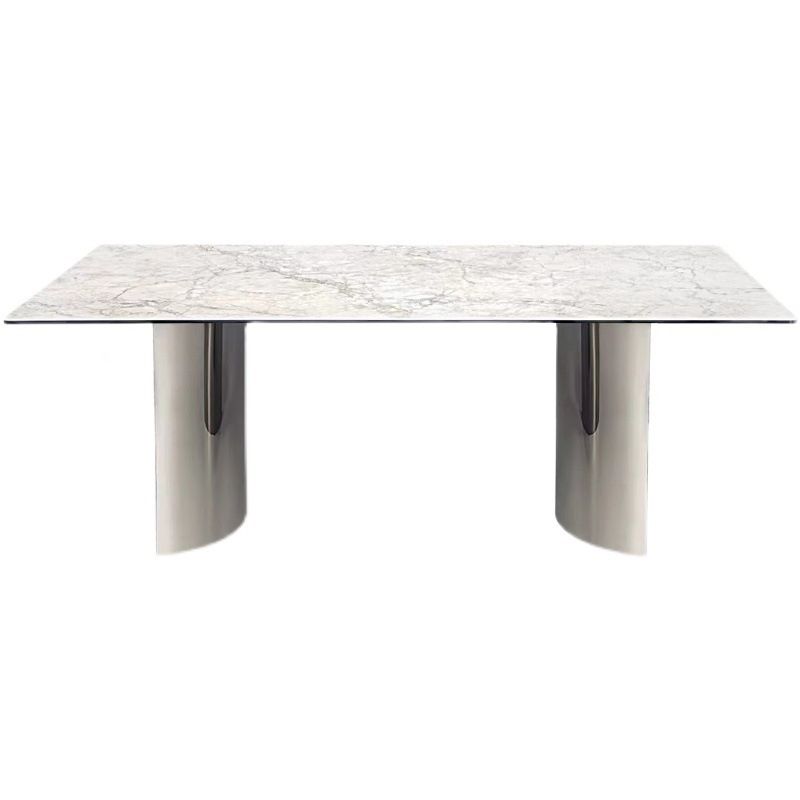 Simple Style Dinette Table Rectangle Stone Dinner Table for Kitchen