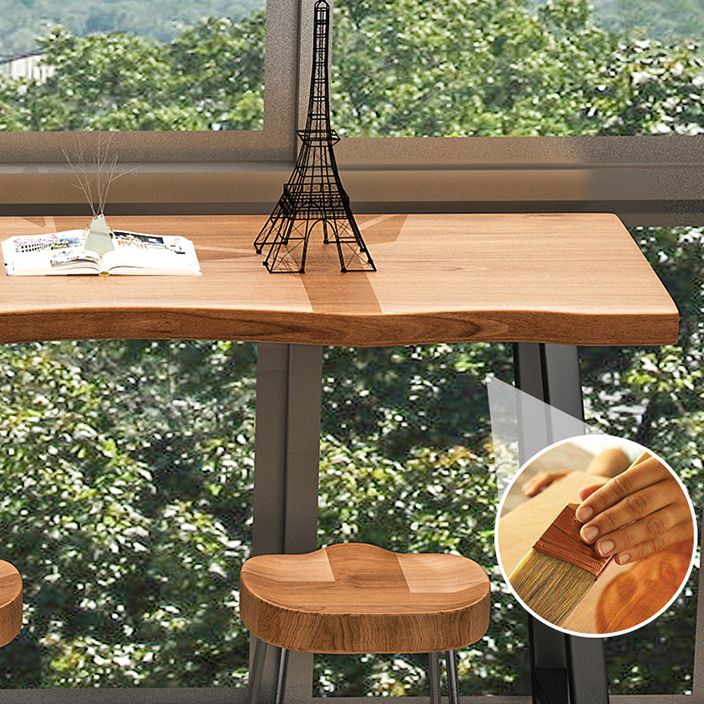 1/4 Pieces Industrial Rectangular Pub Table Set Wooden Counter Table with Backless Stools