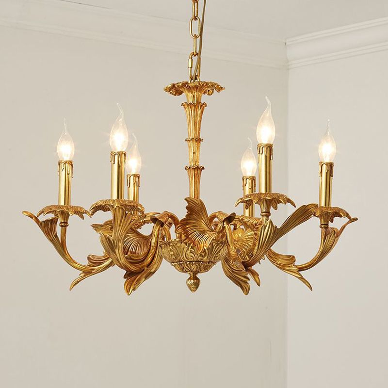 Swooping Arm Metal Chandelier Light Fixtures Antique Living Room Suspended Lighting Fixture