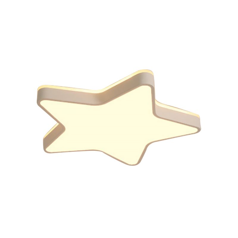 Pink/Blue/White Star Flush Light Cartoon Acrylic LED Flush Mount Ceiling Light in Warm/White Light for Childrens Bedroom