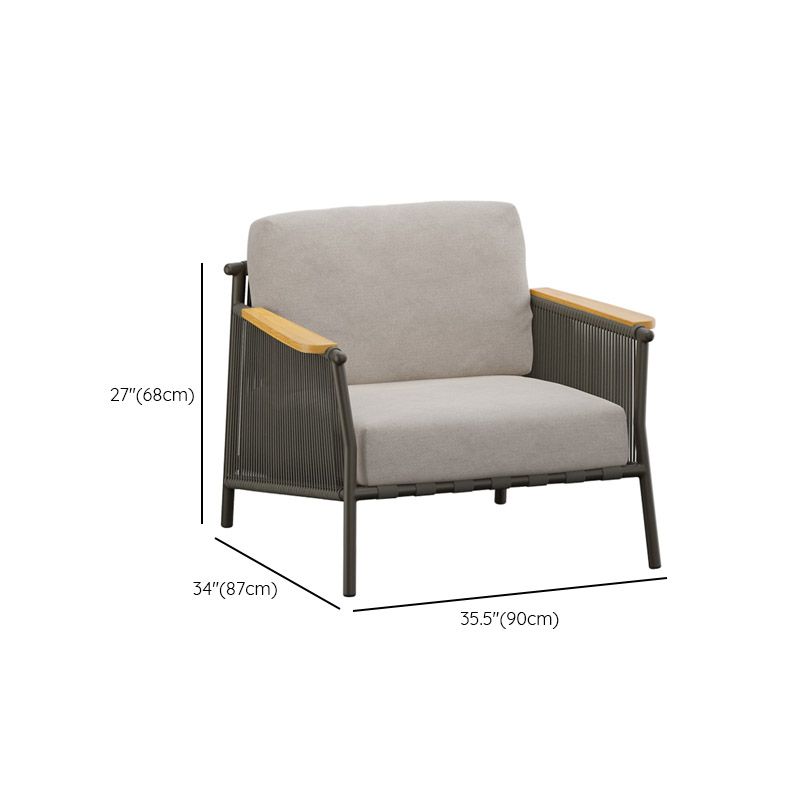 Industrial Metal Frame Outdoor Patio Sofa Wiht UV Resistant White Cushion