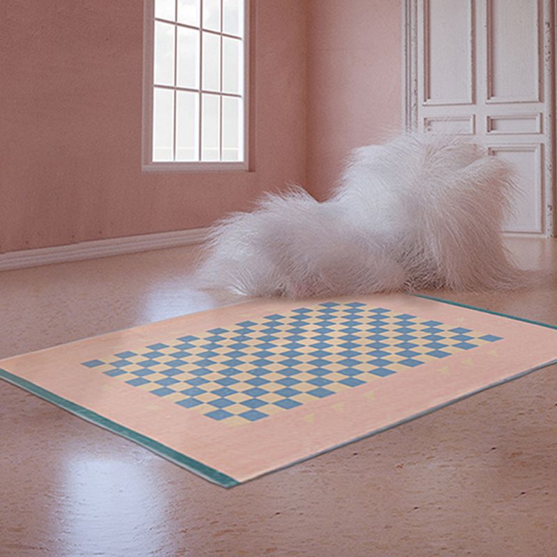 Classical Indoor Carpet Funky Plaid Print Rug Stain Resistant Carpet for Home Decor