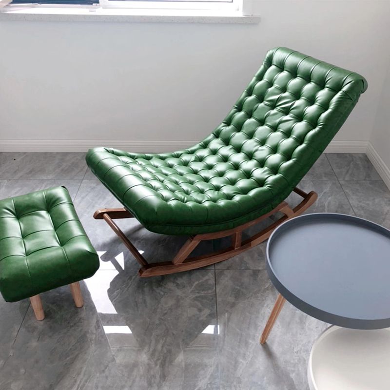 Living Room Rocker Chair Solid Tufted Cushions Leather Rocker Chair with Ottoman