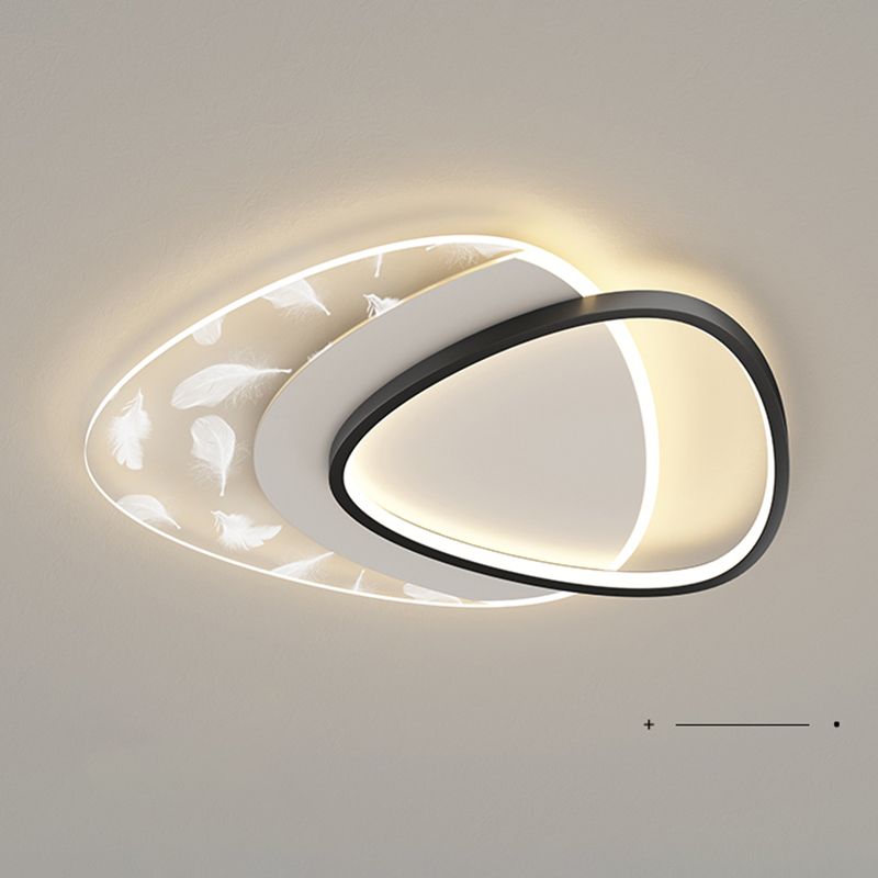 Plafonnier oblong en acrylique à montage encastré à LED en plumes à la mode moderne pour le salon