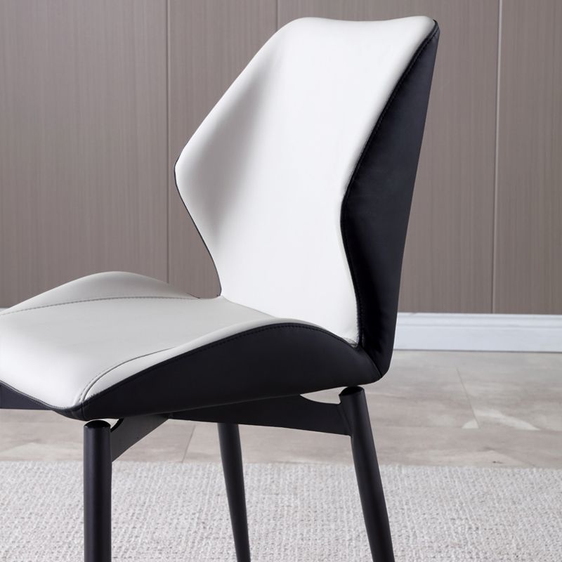 Contemporary Kitchen Dining Side Chair Wingback Parsons Chair with Carbon Steel Legs