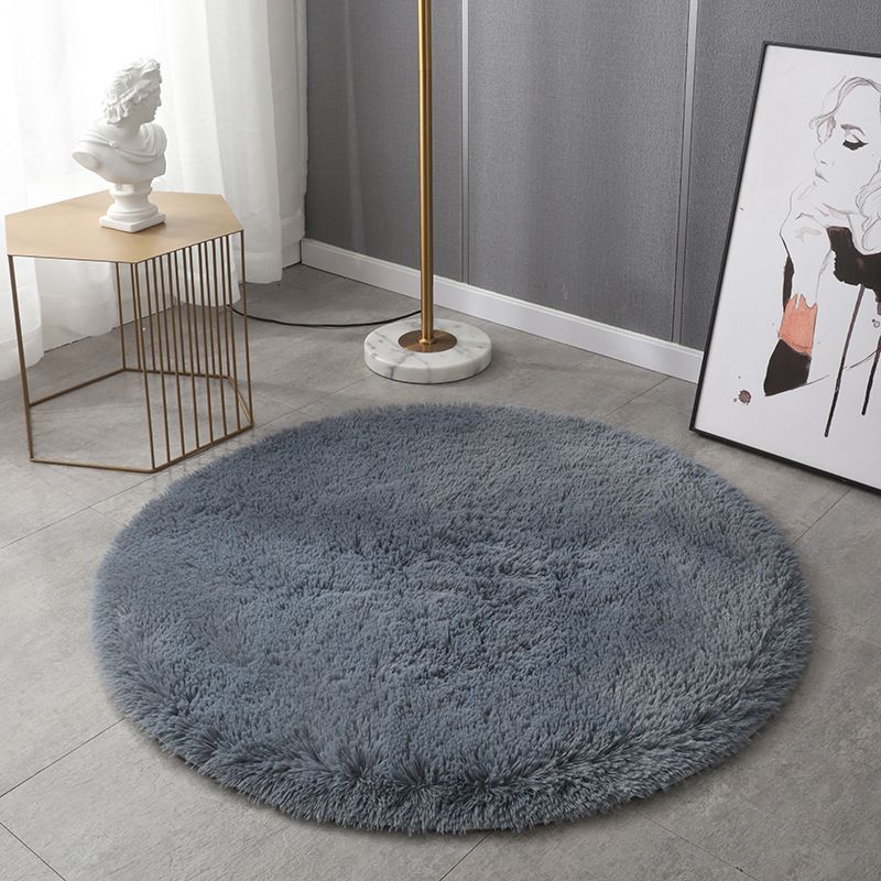 Plush Round Rug Area Rug Polyster Non-Slip Backing Washable Carpet for Bedroom