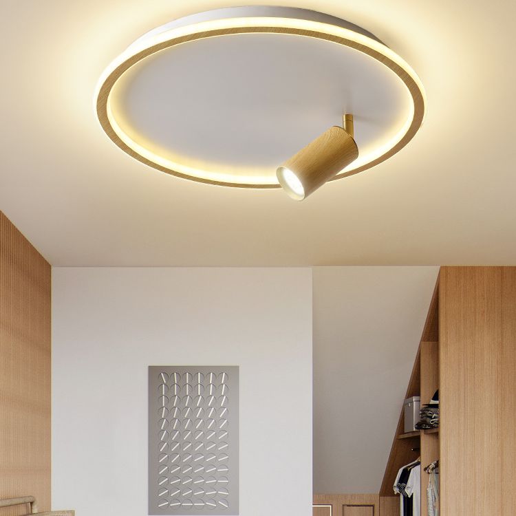 1 Spotlight Minimalism Circle Flush Mount Ceiling Light Aluminum Bedroom Flush Light