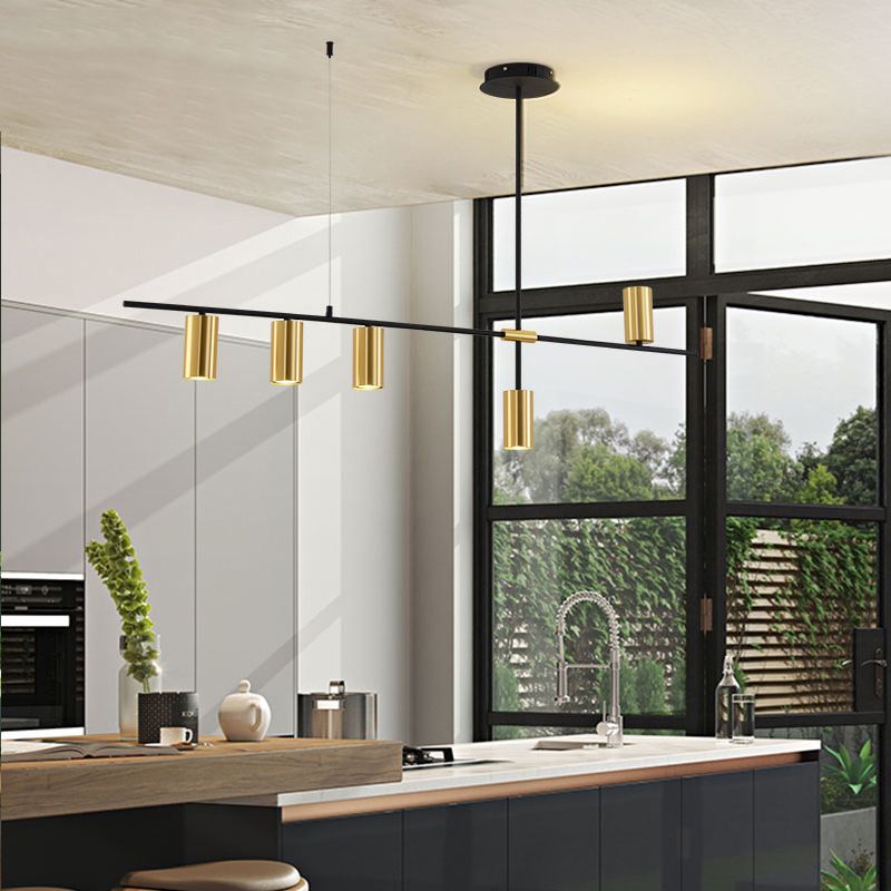 Cylindrical Metal Strip Lights Contemporary Kitchen Pendant Lights