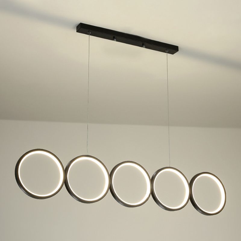 Lampada sospesa a LED ANULUS nero in moderna luce da soffitto da interno in ferro battuto con ombra acrilica