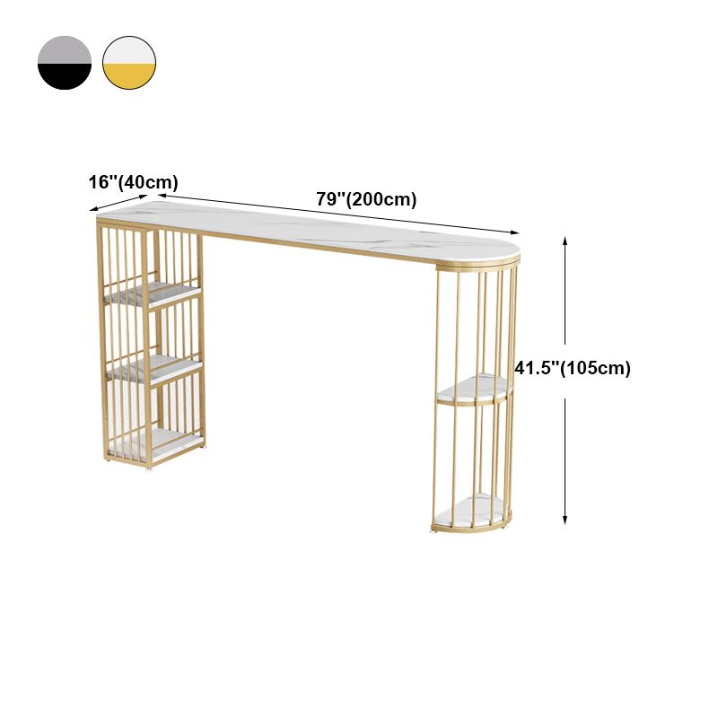 Modern Bar Dining Table Indoor Bar Height Pub Table Iron Base with Shelves