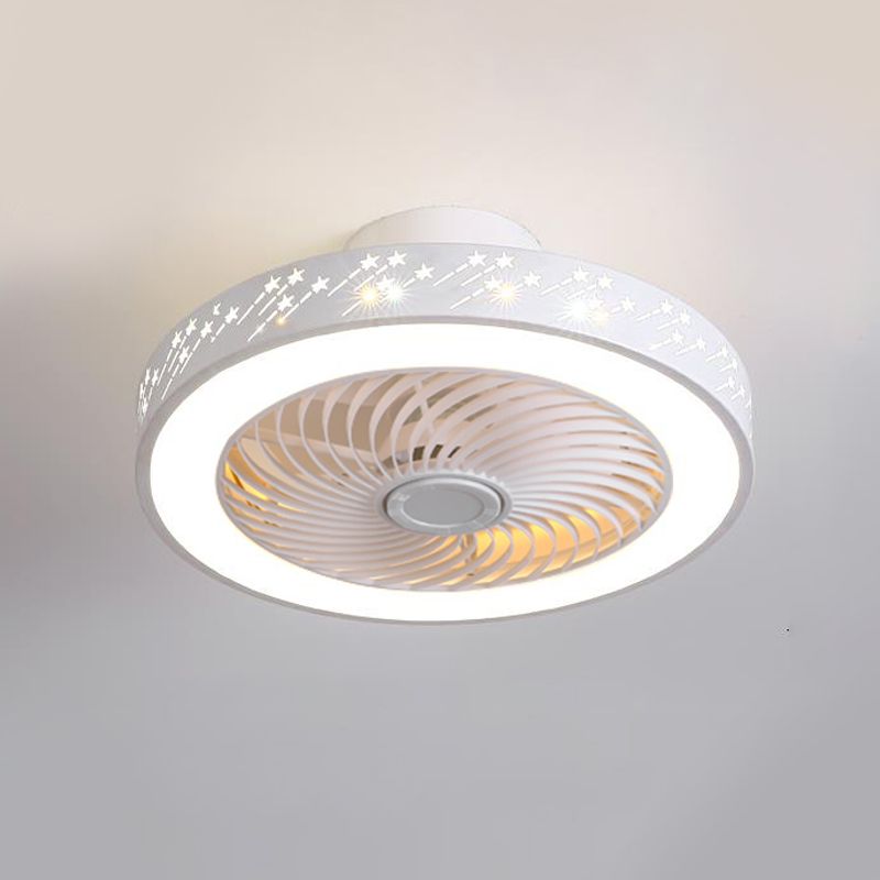 Weiße kreisförmige Lüfterleuchte Nordic LED Metal Semi Flush Deckenleuchte