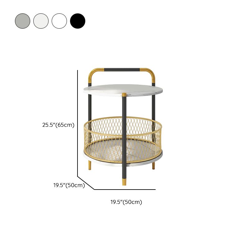 Glam Accent Table Nightstand Antique Finish Night Table with 2 Shelves