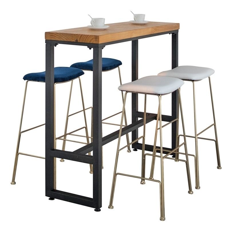 Glam Metal Stool Upholstered Counter Stool in Matte Finish for Indoor