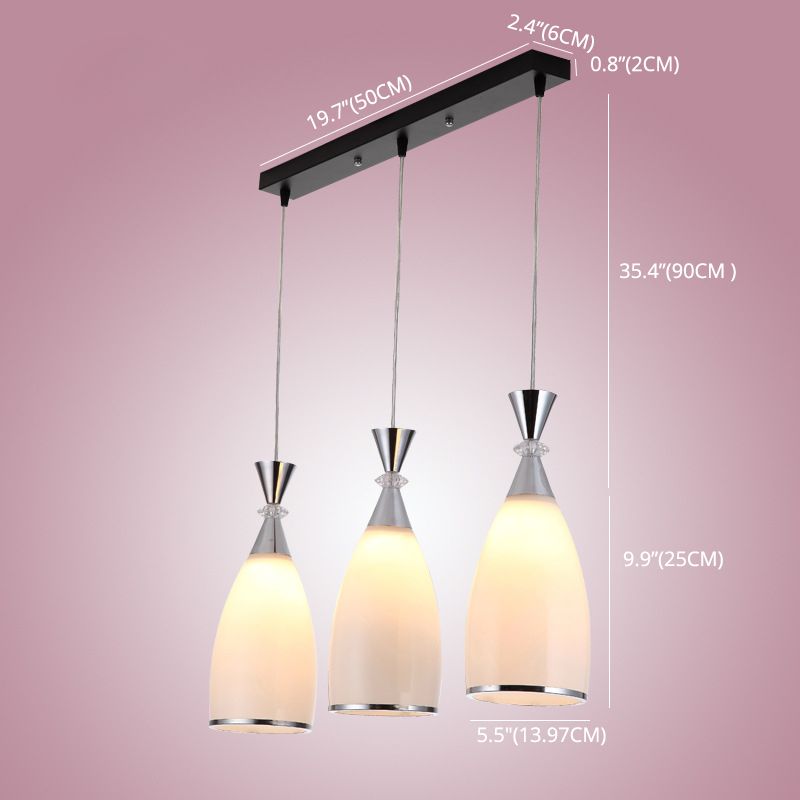 Modern Pendant Light Fixture White Conical Hanging Light Fixture with Glass Shade